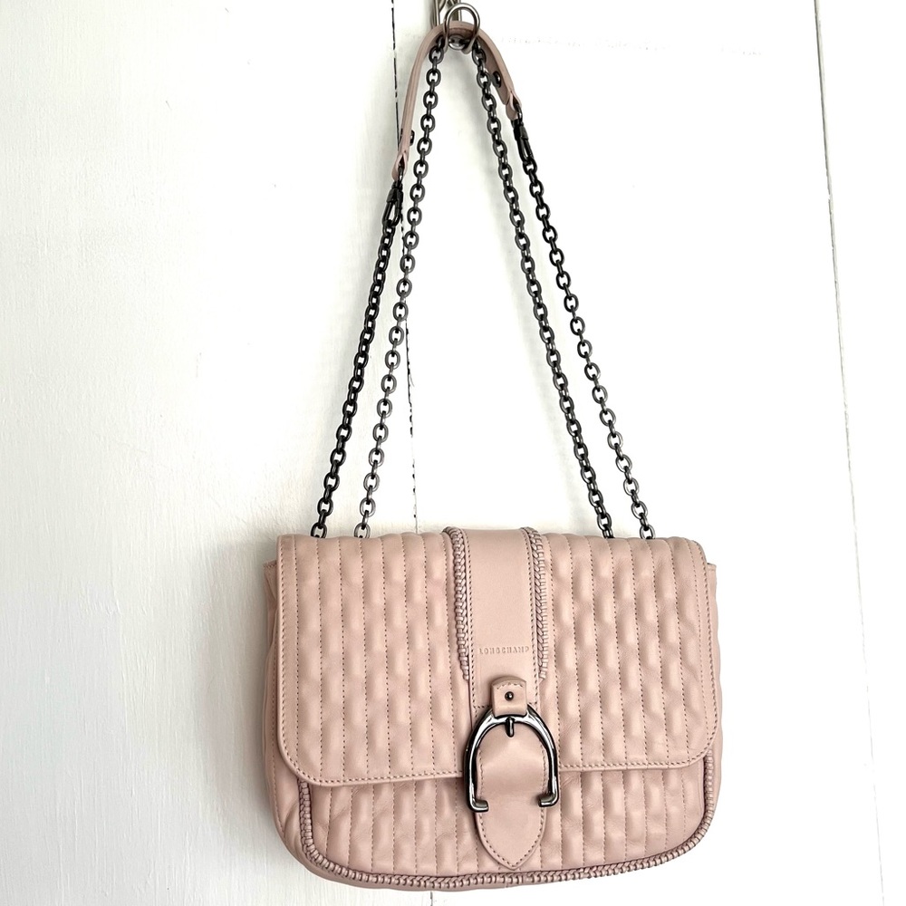 Longchamp Amazone Quilted Pink Leather Chain Convertible Crossbody Flap bag